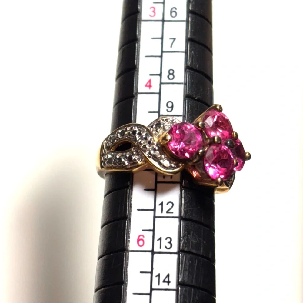 Estate Ring Gold and Sterling Silver pink tourmaline Art Deco ring size 5